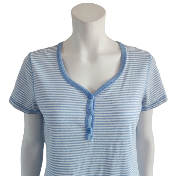 Liz Claiborne short sleeves t-shirt striped blue/white, size M - Picture 3 of 7
